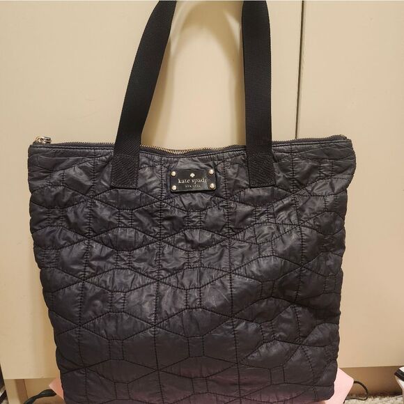 Kate Spade New York Bon Black Quilted Fabric Shopper/Tote Bag Ret.$225 w/Dustbag - Picture 9 of 10